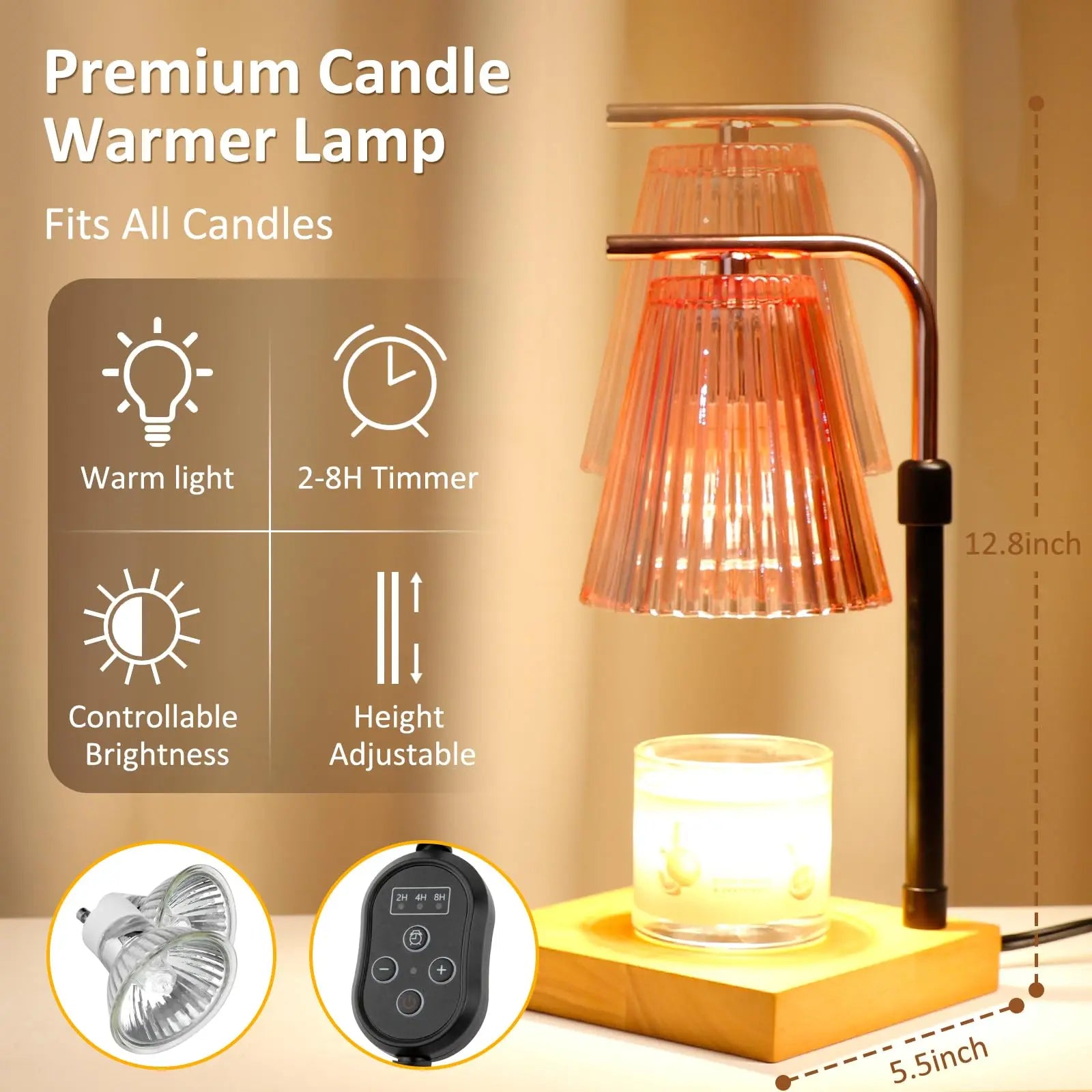 AromaLaluz - Lantern Shape Glass Candle Warmer